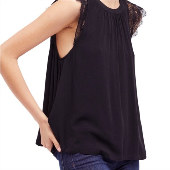Free People Black Lovin’ on you Top lace detail XS Extra Small - Picture 3 of 6